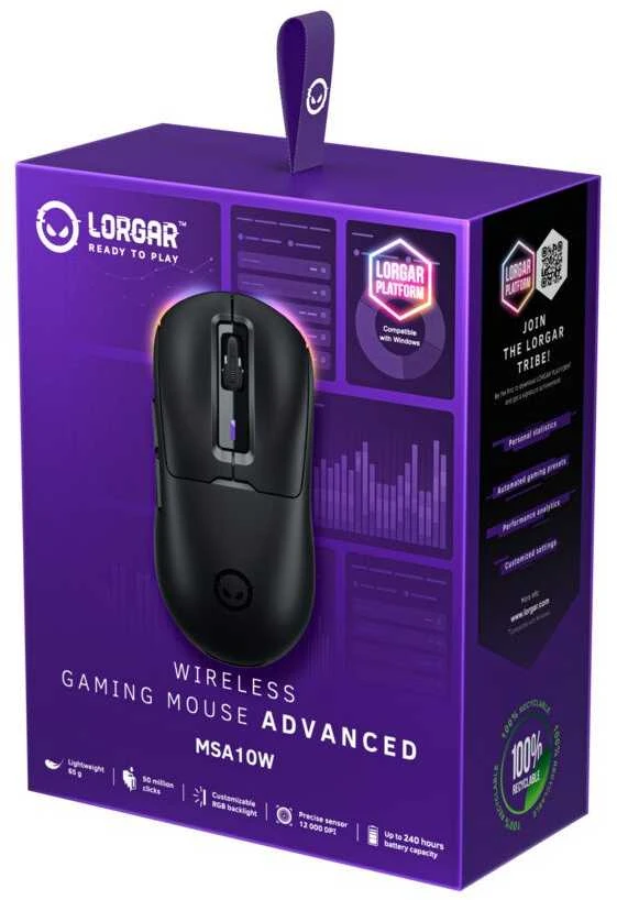 LORGAR MSA10W, Belaidė pelė žaidimams Advanced, juodas