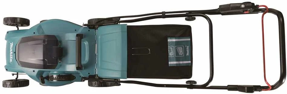 Makita DLM480Z akumuliatorinė vejapjovė 2 x 18 V, 48 cm, 4 viename (pjovimas / surinkimas / mulčiavimas / išmetimas į galą), 24,5kg, plastikinis korpusas, be akumuliatorinio ir krovinio