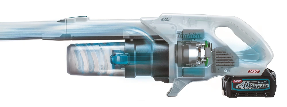 Makita CL004GZ Akumuliatorinis dulkių siurblys 40V XGT, Elektrinis besisukantis šepetys, 110W, cikloninis, Be akumuliatorių ir kroviklio! Balts