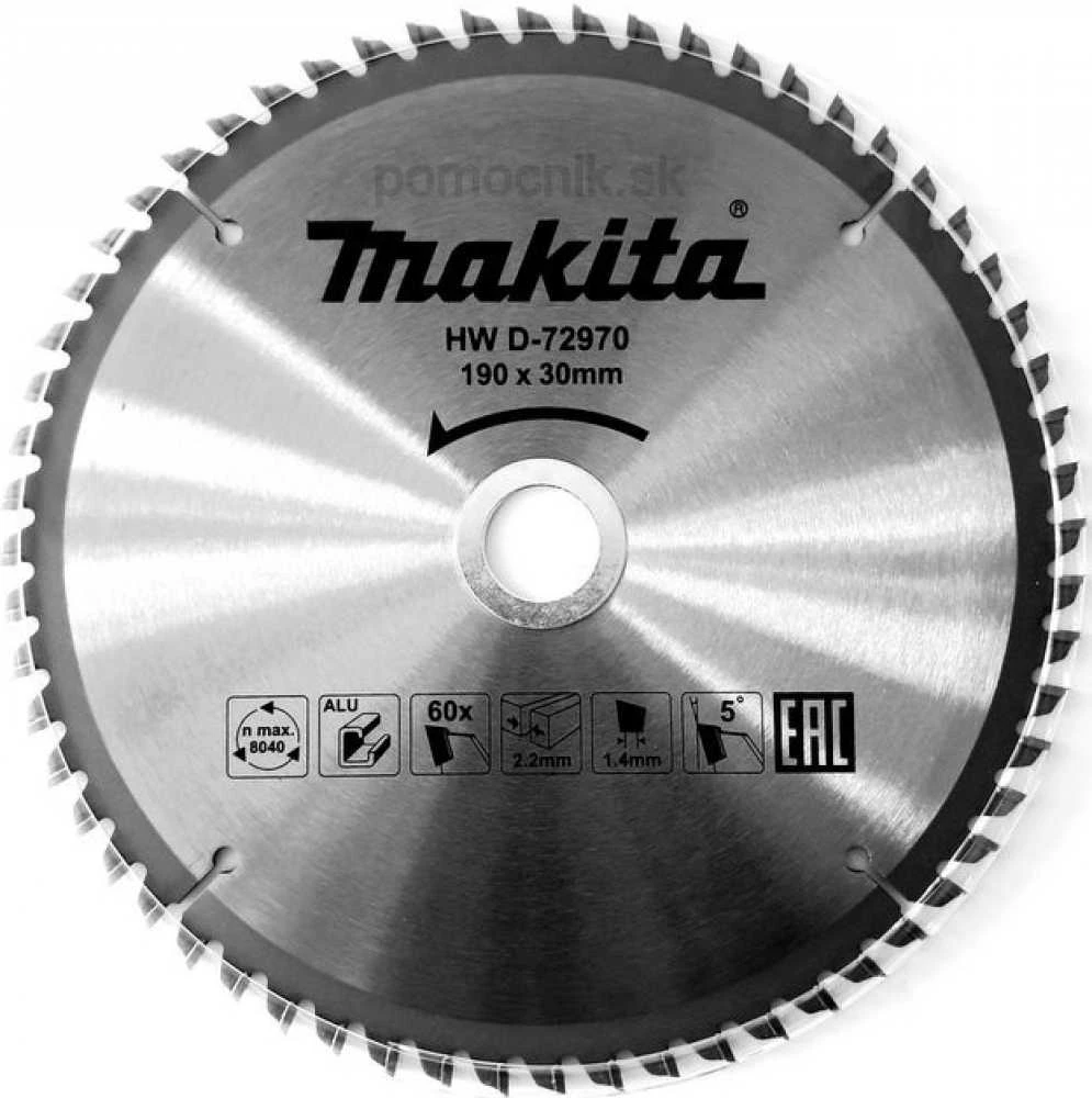 Makita T.C.T. pjūklas 190X2.2X30mm 5° T60 D-72970 T.C.T • 190 x 30/20 mm • 60 T • Aluminio