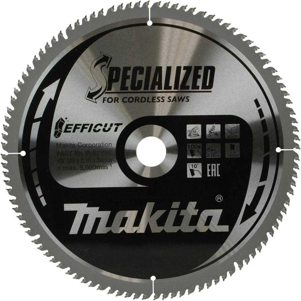 Makita T.C.T. pjūklas EFFICUT 305X2.15X30mm 10° T100 B-67278 T.C.T • 305 x30 mm • T100 • 10° • Medienai