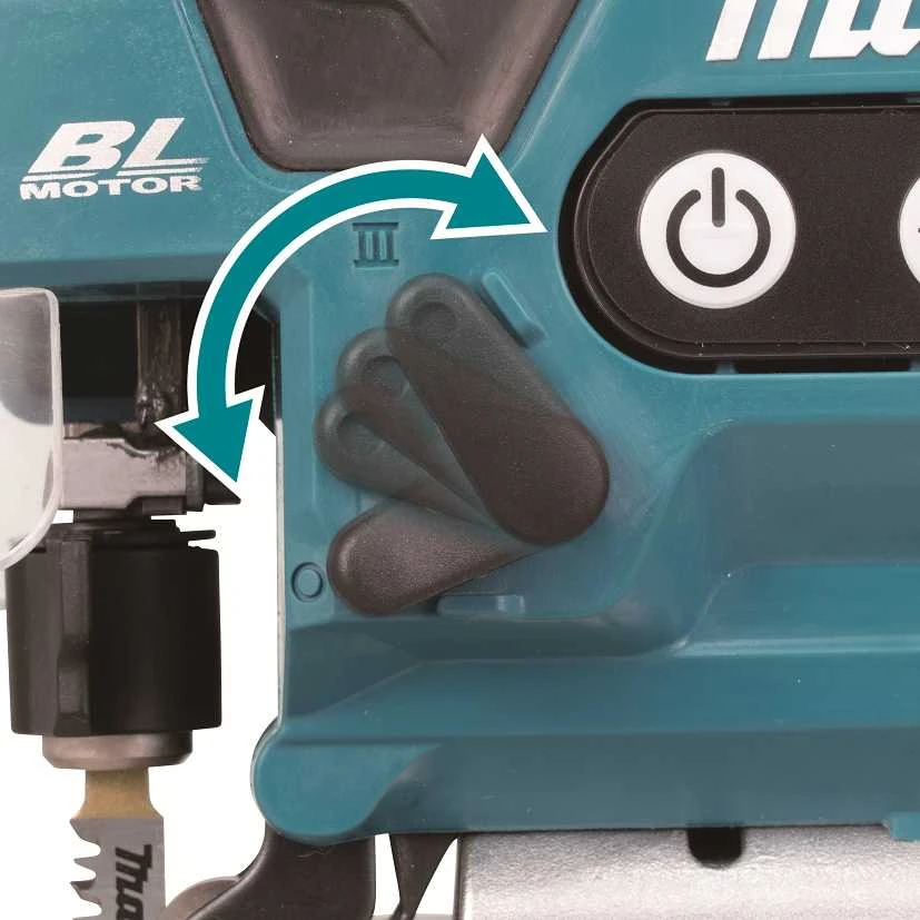 Makita DJV185Z Akumuliatorinis siaurapjūklis 18 V Li-ion, BL-motor, Cilindro formos rankena, Be akumuliatorių ir kroviklio!