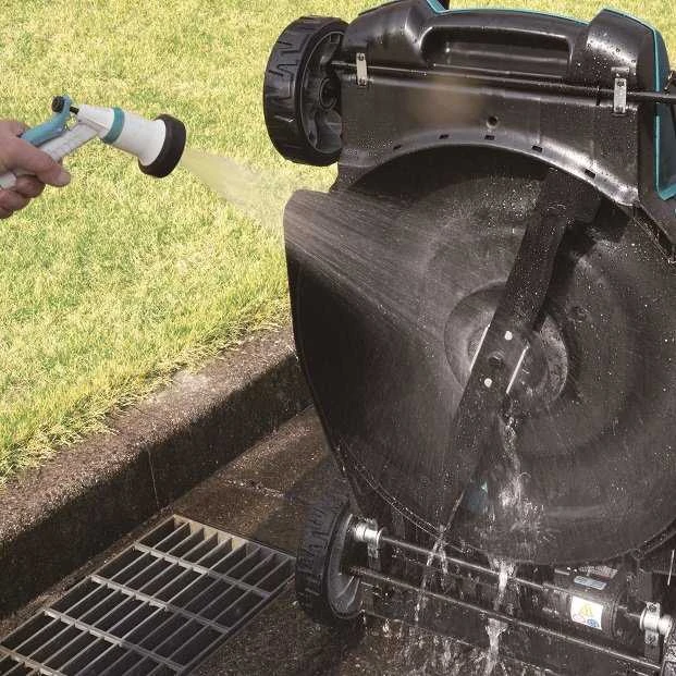 Makita DLM481Z akumuliatorinė vejapjovė 2x18V, 48cm, savaeigė, 4 viename (pjovimas/rinkimas/mulčiavimas/galinis išmetimas), 27,1kg, plastikinis korpusas, be akumuliatorinio ir krovinio