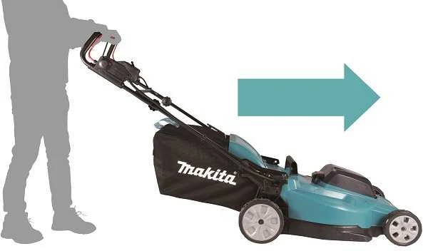 Makita DLM481Z akumuliatorinė vejapjovė 2x18V, 48cm, savaeigė, 4 viename (pjovimas/rinkimas/mulčiavimas/galinis išmetimas), 27,1kg, plastikinis korpusas, be akumuliatorinio ir krovinio