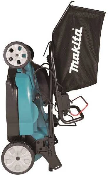 Makita DLM481Z akumuliatorinė vejapjovė 2x18V, 48cm, savaeigė, 4 viename (pjovimas/rinkimas/mulčiavimas/galinis išmetimas), 27,1kg, plastikinis korpusas, be akumuliatorinio ir krovinio