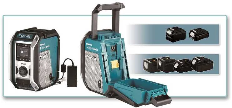 Makita DMR115 Radijas, CXT (12V Max (10,8V) / LXT (18V) baterijos, Žemųjų dažnių garsiakalbis, Bluetooth ir USB, DAB/DAB+