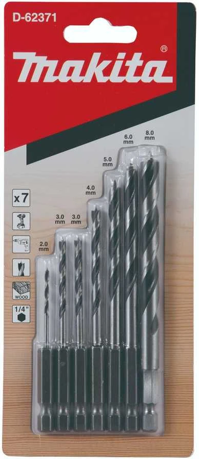 Grąžtas Makita 1/4" Grąžtų komplektas medžiui D-62371