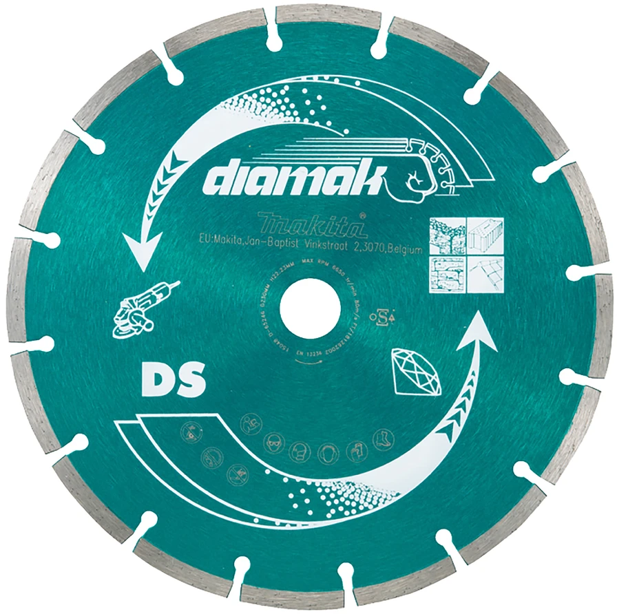 MAKITA DEIMANTINIS DISKAS 115×22,23mm SEGMENTINIS (SAUSAM PJOVIMUI) BETONUI, PLYTOMS, MARMURUI