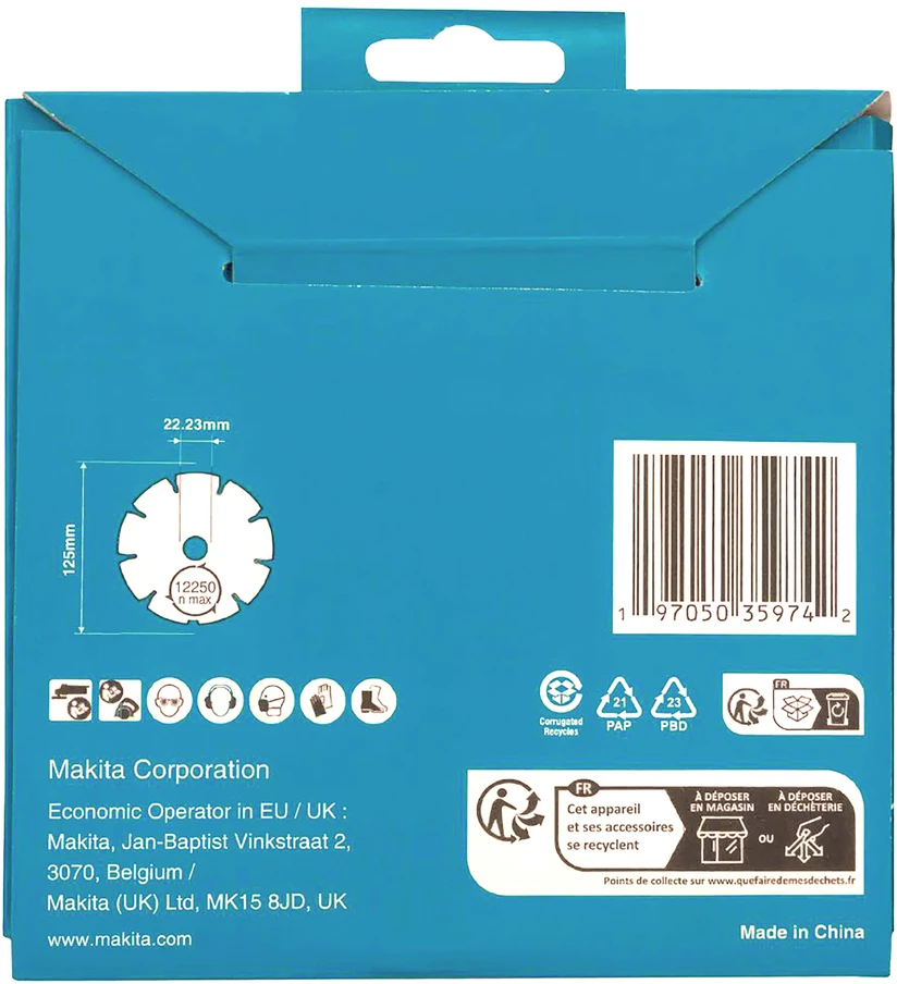 MAKITA DEIMANTINIS DISKAS 125×22,23mm SEGMENTINIS (SAUSAM PJOVIMUI) BETONUI, PLYTOMS, MARMURUI