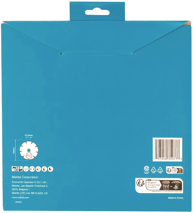 MAKITA DEIMANTINIS DISKAS 230×22,23mm SEGMENTINIS (SAUSAM PJOVIMUI) BETONUI, PLYTOMS, MARMURUI