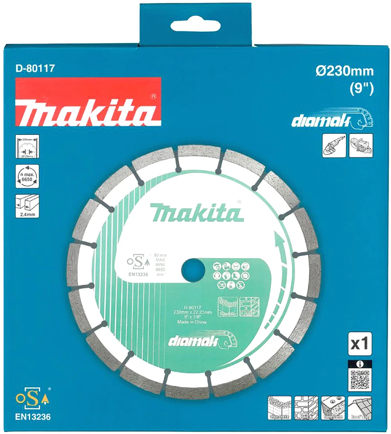 MAKITA DEIMANTINIS DISKAS 230×22,23mm SEGMENTINIS (SAUSAM PJOVIMUI) BETONUI, PLYTOMS, MARMURUI