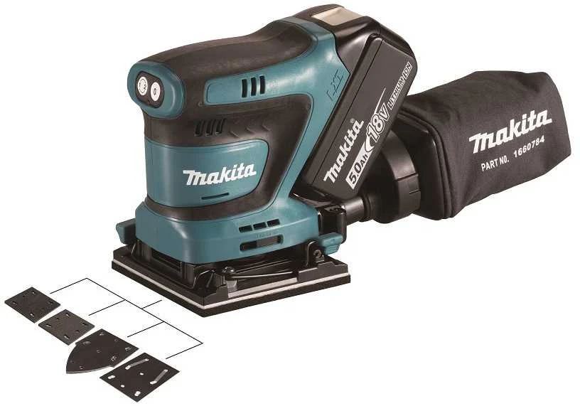 MAKITA akumuliatorinis ekscentrinis šlifuoklis DBO480Z 18V 93x185mm be akumuliatoriaus ir kroviklio