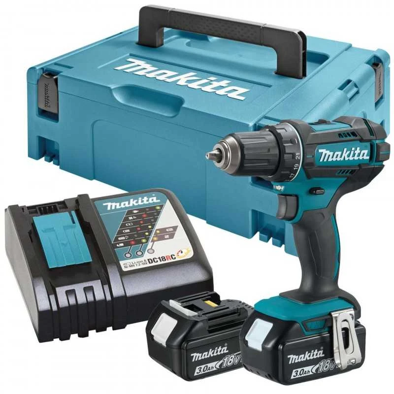 Makita DDF482RTJ Akumuliatorinis gręžtuvas, 18 V, 2x 5,0 Ah Li-ion, 62/36 Nm, 1,7kg, LED, MAKPACK