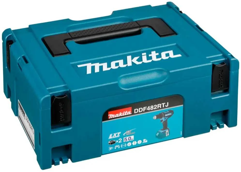 Makita DDF482RTJ Akumuliatorinis gręžtuvas, 18 V, 2x 5,0 Ah Li-ion, 62/36 Nm, 1,7kg, LED, MAKPACK