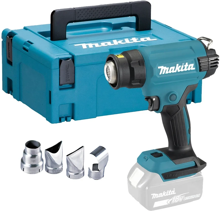 Makita DHG181ZJ LXT KARŠTO ORO FENAS 18V, Reguliuojama temperatūra - 550C°, 120/200 l/min, Be akumuliatorių ir kroviklio!, MAKPACK