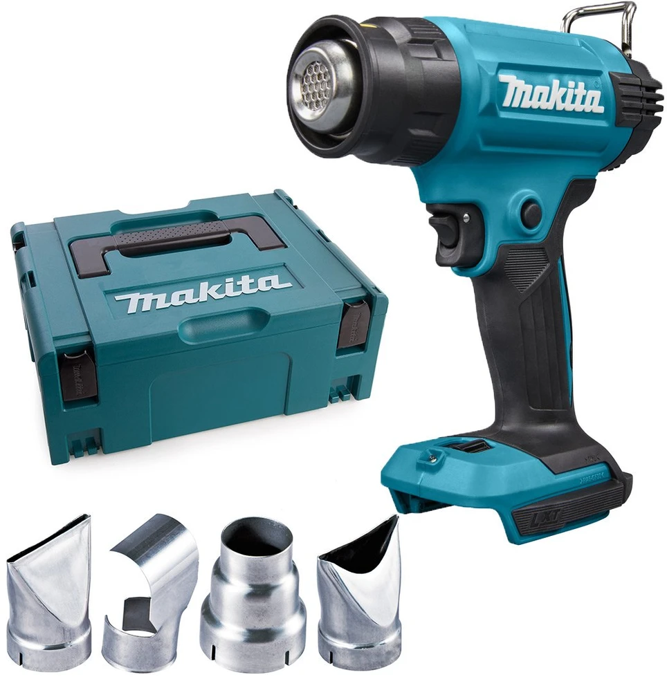Makita DHG181ZJ LXT KARŠTO ORO FENAS 18V, Reguliuojama temperatūra - 550C°, 120/200 l/min, Be akumuliatorių ir kroviklio!, MAKPACK