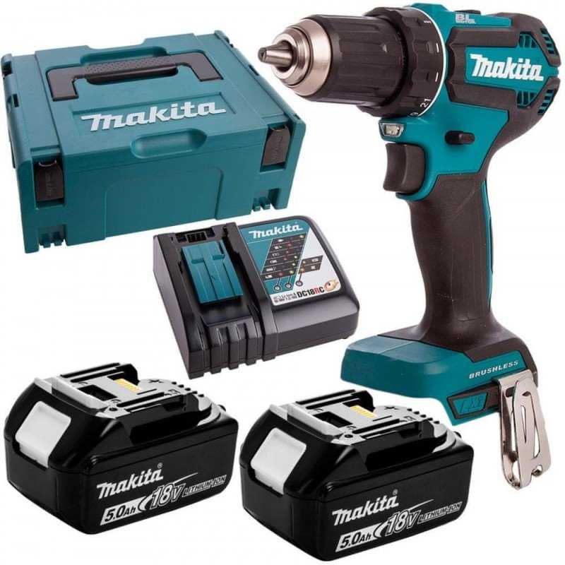 Makita DHP482RTJ Akumuliatorinis smūginis gręžtuvas, 18 V, 2x 5,0 Ah Li-ion, 62/36 Nm, 1,7kg, LED, MAKPACK