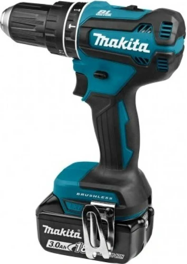 Makita DHP485RFJ Akumuliatorinis smūginis gręžtuvas, 18 V, 2x 3,0 Ah Li-ion, 50/25 Nm, 1,7kg, LED, BL-motor, MAKPACK
