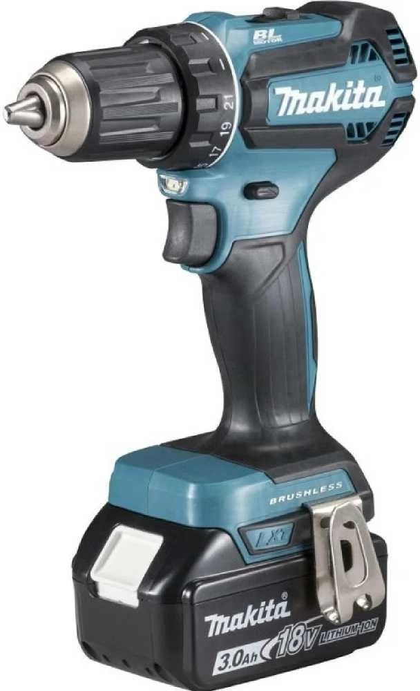 Makita DHP485RFJ Akumuliatorinis smūginis gręžtuvas, 18 V, 2x 3,0 Ah Li-ion, 50/25 Nm, 1,7kg, LED, BL-motor, MAKPACK