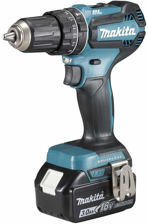 Makita DHP485RFJ Akumuliatorinis smūginis gręžtuvas, 18 V, 2x 3,0 Ah Li-ion, 50/25 Nm, 1,7kg, LED, BL-motor, MAKPACK