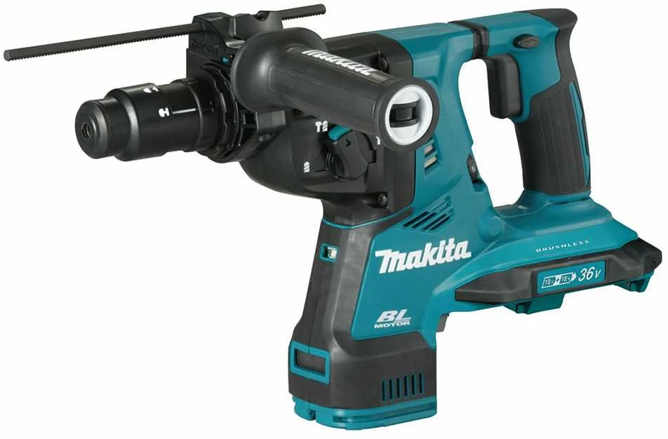 Makita perforatorius DHR281Z, SDS-PLUS, 2x18V, 2.9J + papildomas beraktis griebtuvas, be akumuliatoriaus ir kroviklio