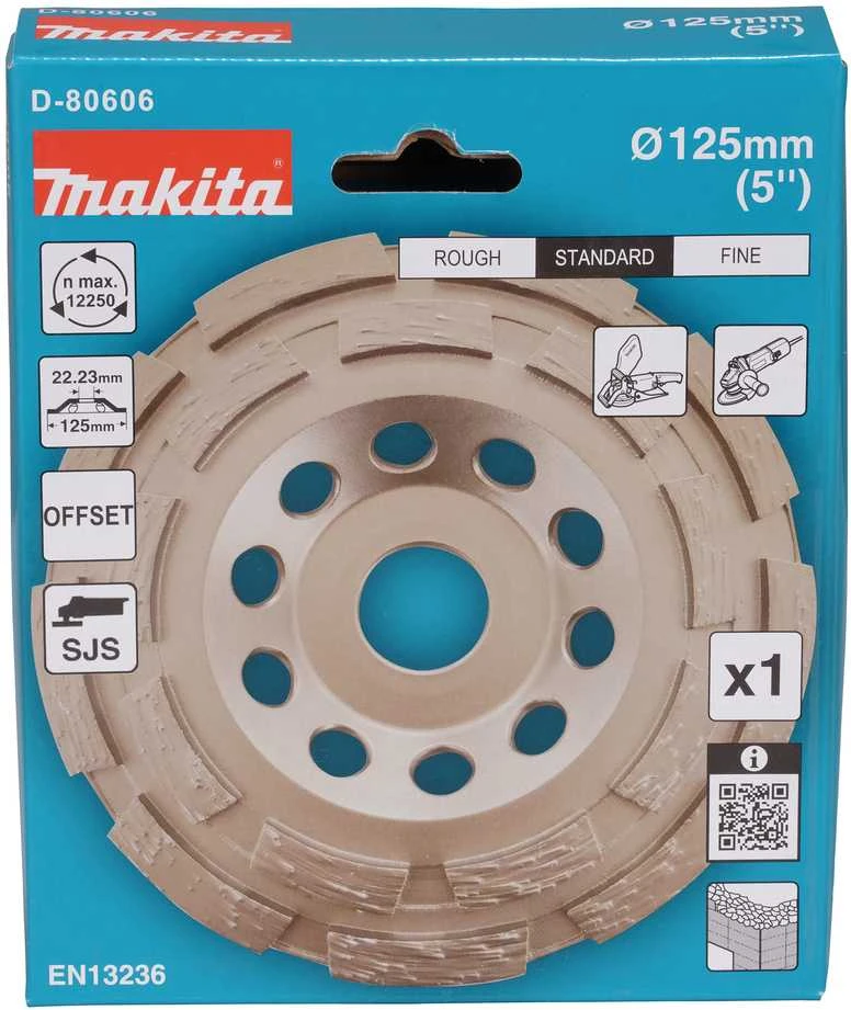 Makita DEIMANTINIS ŠLIFAVIMO DISKAS BETONUI, dvigubo segmento, 125mmx22,23mm D-80606