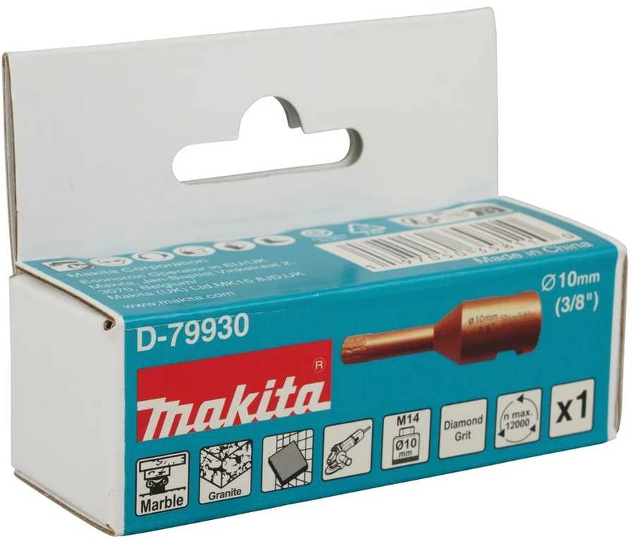 Makita Deimantinis grąžtas sulituotas vakuuminiu būdu (M14), granitui, marmurui, plytelėms10MM. D-79930