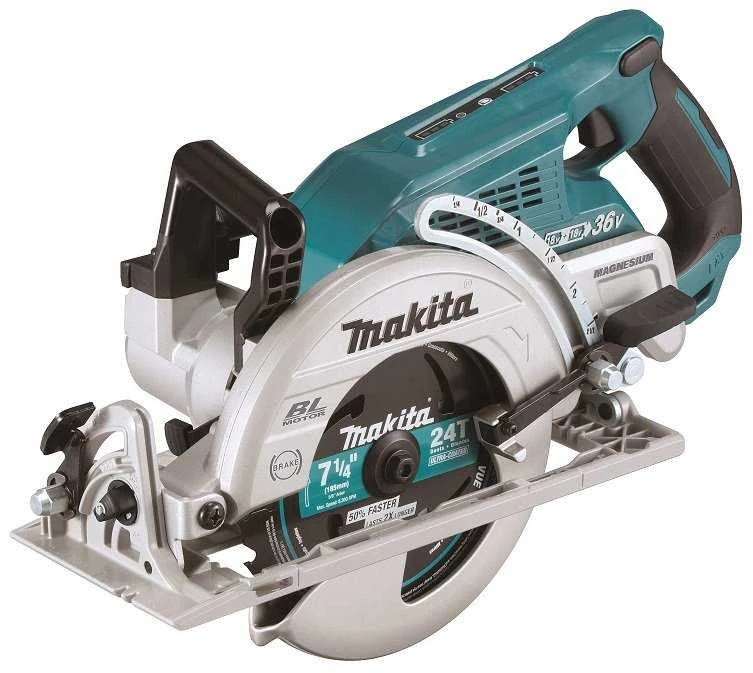 Makita DRS780Z Akumuliatorinis diskinis pjūklas, 2x18V, 65 mm, ø185x30mm, Be akumuliatorių ir kroviklio!