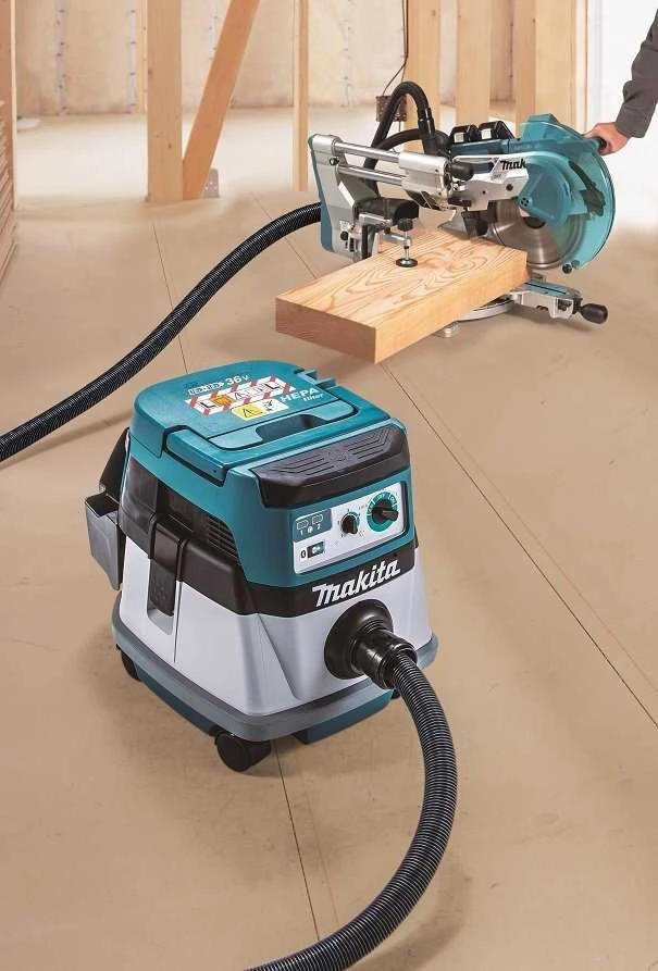 Makita DVC157LZX3 Akumuliatorinis dulkių siurblys 2x18 V Li-ion, HEPA; AWS; Be akumuliatorių ir kroviklio! RAMIOJE!