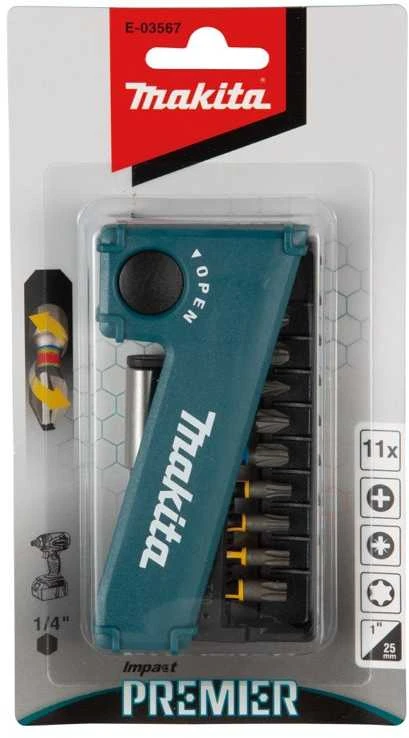 Makita Impact Premier 11vnt. Torsion sukimo antgalių komplektas E-03567 1/4" • 11 pcs