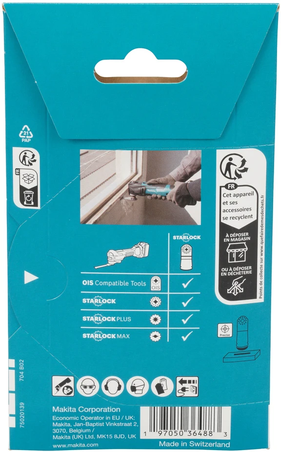 Makita STAROCK įgilinamojo pjovimo ašmenys 45x45mm E-25448 Starlock • 20 TPI • BiM • TMA087 • medienai/metalui