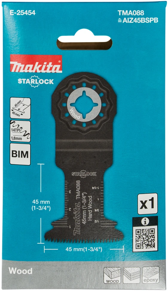 Makita STAROCK įgilinamojo pjovimo ašmenys 45x45mm E-25454 Starlock • 14 TPI • BiM • TMA088 • medienai