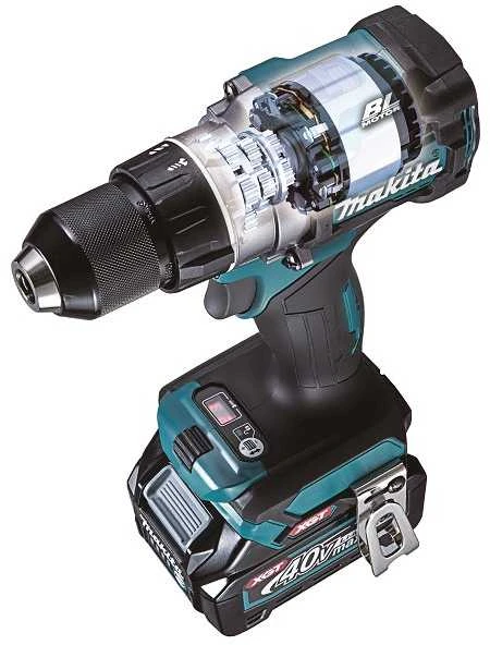 Makita HP001GM201 Smūginis Akumuliatorinis gręžtuvas-suktuvas XGT, 140/68NmNM, bešepetėlinis variklis, 13mm metalinis griebtuvas, 2X4,0Ah, greitasis kroviklis; MAKPAC lagaminas