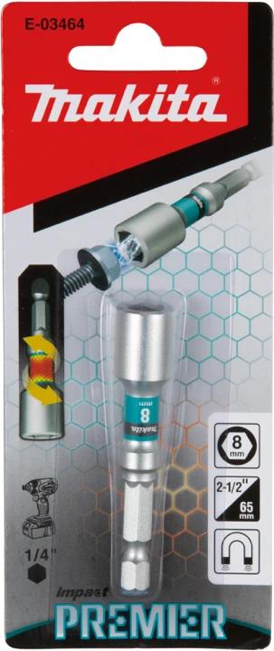 Makita Torsijos antgalis H8-65mm, 1 vnt. Impact Premier E-03464 Šešiakampis 8 x 65 mm • 1/4"