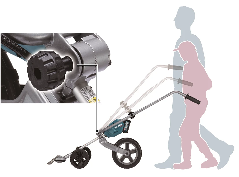 Akumuliatorinės žolės žirklės su važiuokle MAKITA 40V MAX XGT 500mm