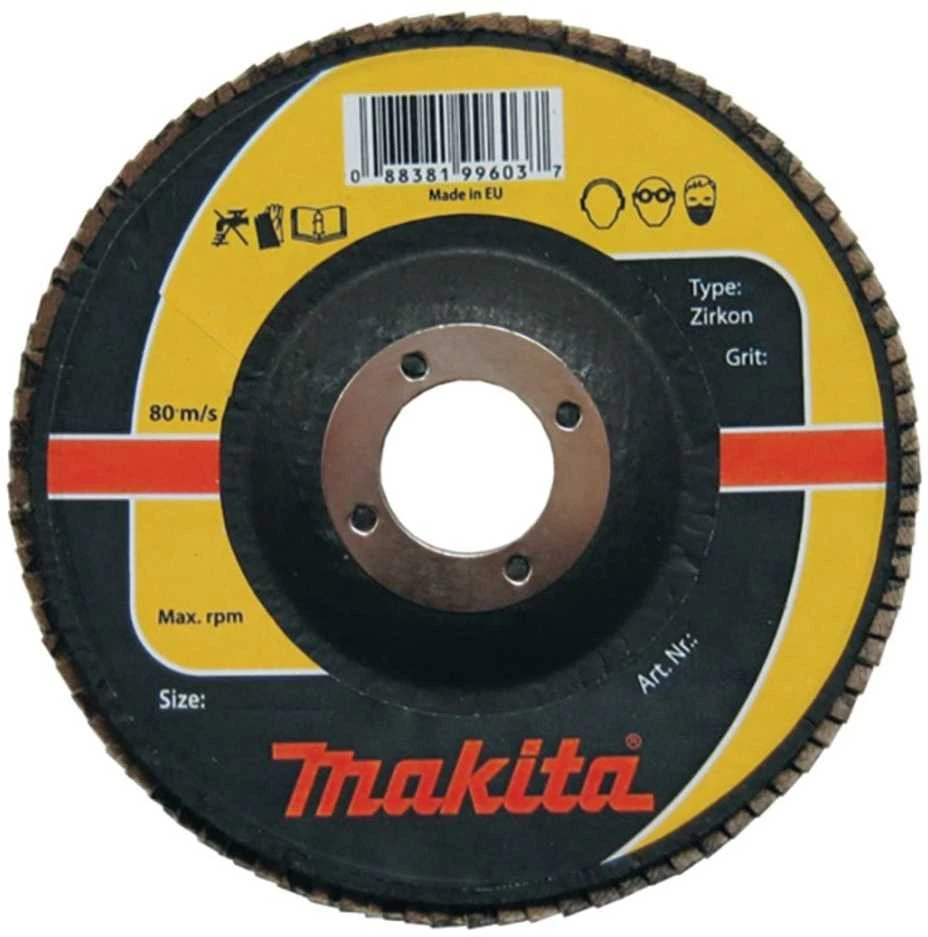 MAKITA LAMELINIS ŠLIFAVIMO DISKAS ZIRKON 125×22,23mm P 80 METALUI, NERŪDIJANČIAM PLIENUI