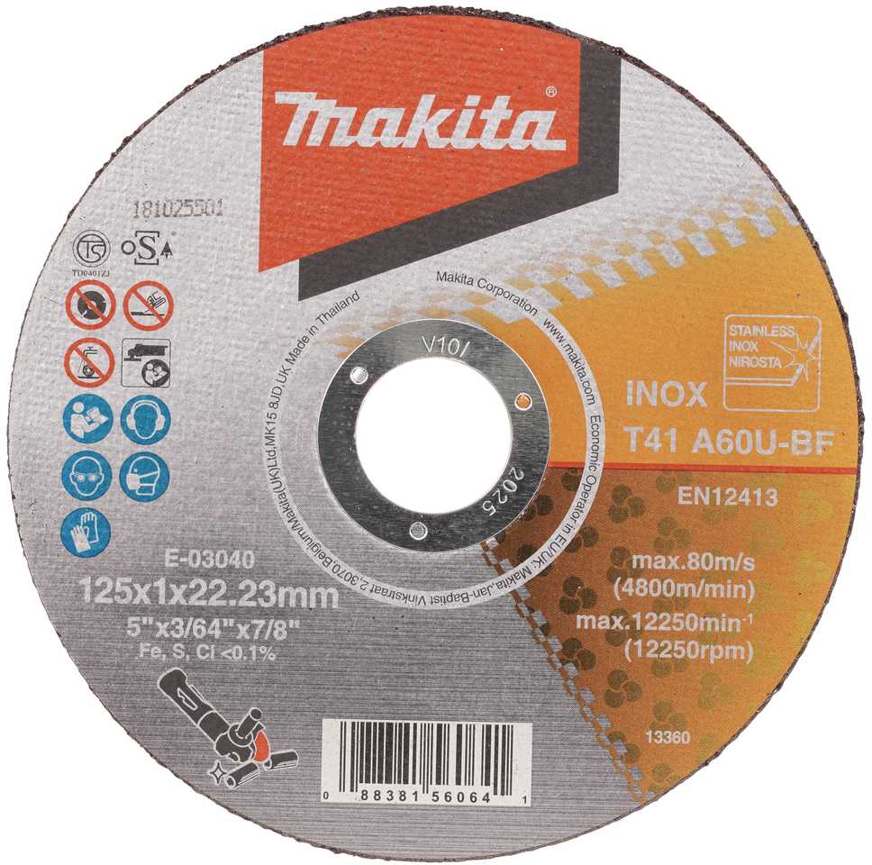 Makita Pjovimo diskas 125 X 1 MM nerūdijančiam plienui/metalui E-03040