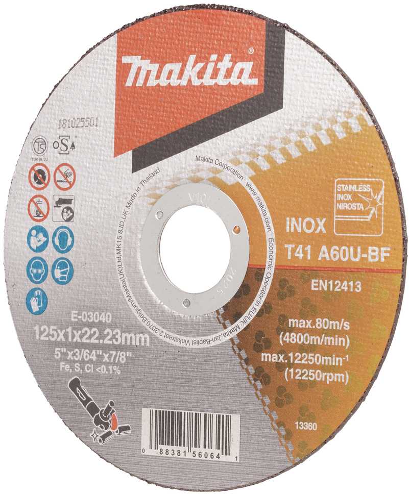 Makita Pjovimo diskas 125 X 1 MM nerūdijančiam plienui/metalui E-03040