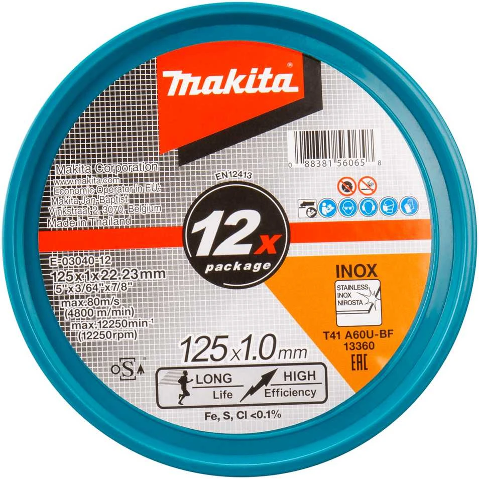 Makita Pjovimo diskas 125 X 1 MM RST/ Metalui 12Vnt E-03040-12