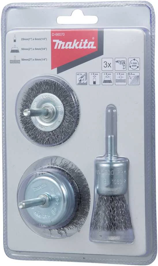 Makita Vielinių šepečių komplektas (3vnt.) gręžtuvams D-66070