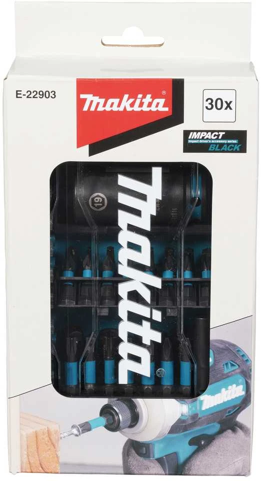 Makita Sukimo antgalių rinkinys Impact Juodas, permatomoje dėžutėje (30 vnt) E-22903