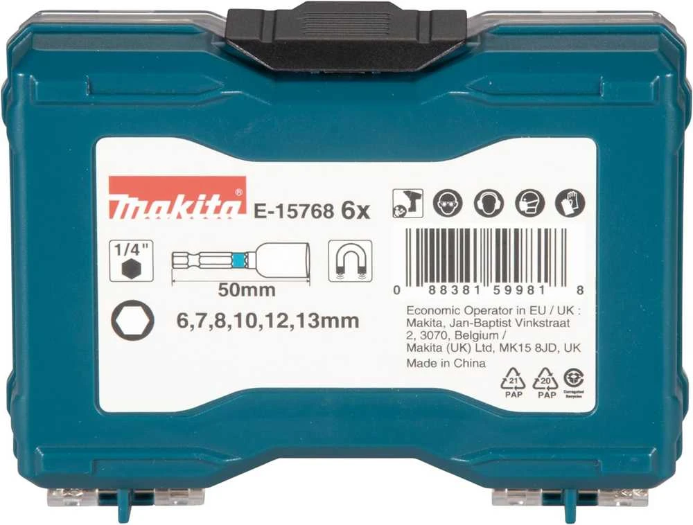 Makita IMPACT Juodas komplektas 6vnt. 1/4"(6, 7, 8, 9, 10, 12 ja 13 mm) E-15768