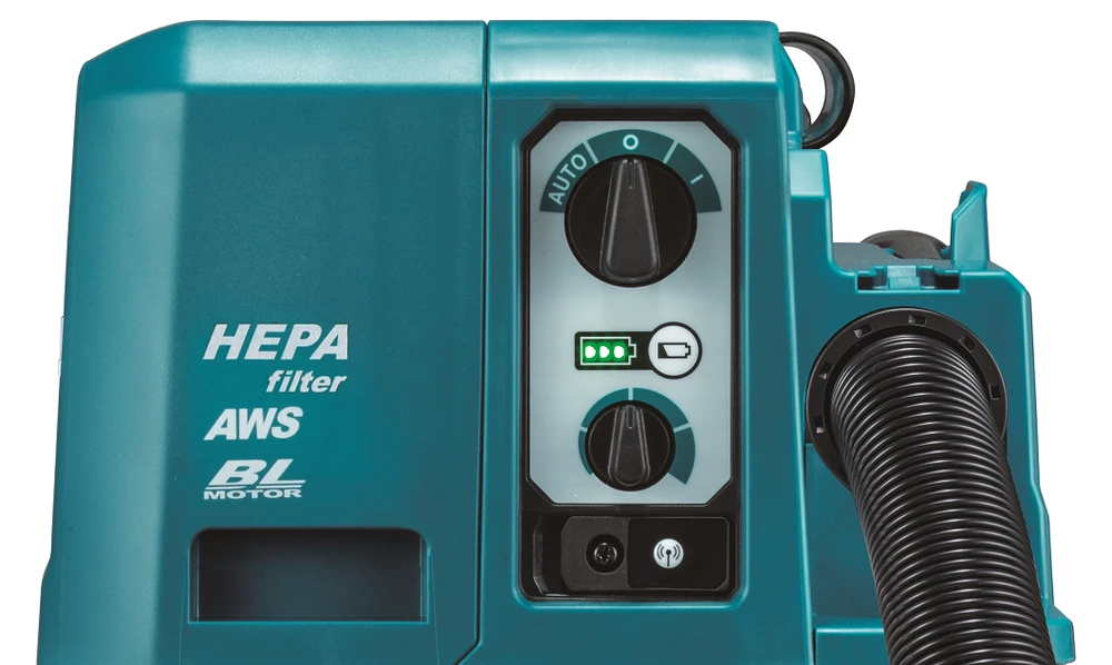 Makita VC013GLZ Akumuliatorinis dulkių siurblys 40V XGT, 7,5L, AWS, komplektuojama be akumuliatorių ir kroviklio!