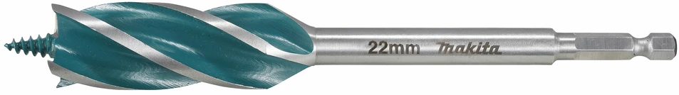 Makita Grąžtas medienai su 4 grioveliais ir 4 pjaunančiomis briaunomis, 22x165 mm, su 1/4" šešiakampiu koteliu E-26674