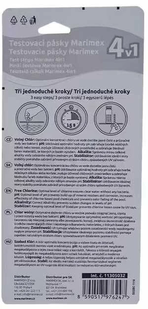 Marimex testavimo juostelių 4in1 50 vnt pakuotės galinė pusė