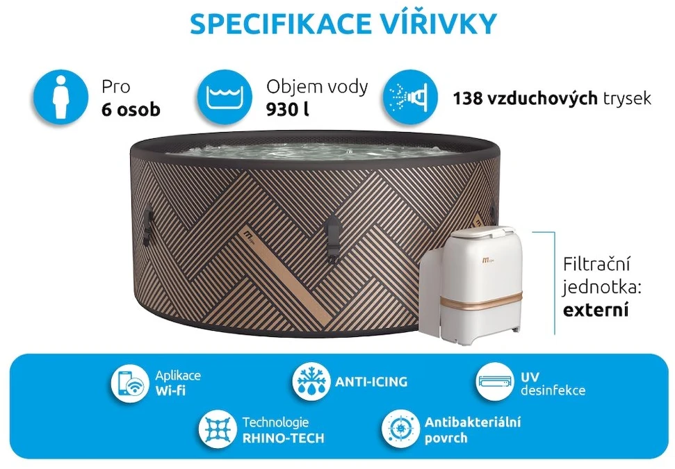 Marimex Pripučiamas sodo SPA, 6 asmenų sūkurinė vonia, su WiFi valdymu, greitu šildymu ir UVC sterilizacija