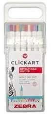 Žymekliai „Clickkart“, 12 spalvų, 0,6 mm, su išspaudimo mechanizmu, ZEBRA 2718