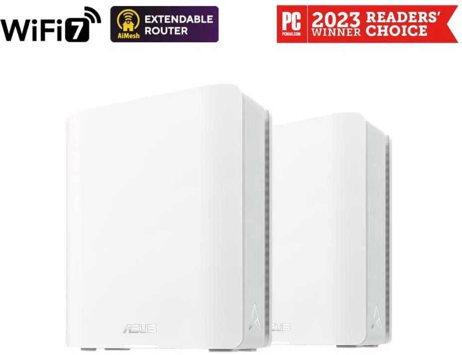 Asus | Trijų dažnių „WiFi 7 Smart AiMesh“ maršrutizatorius | „ZenWiFi BT10“ (2 vnt.) | 802.11be | 18000 Mb/s | Ethernet LAN (RJ-45) jungtys 3 | Tinklo palaikymas: Taip | MU-MiMO: Ne | 4G/5G | Antenos tipas: Vidinė | 1
