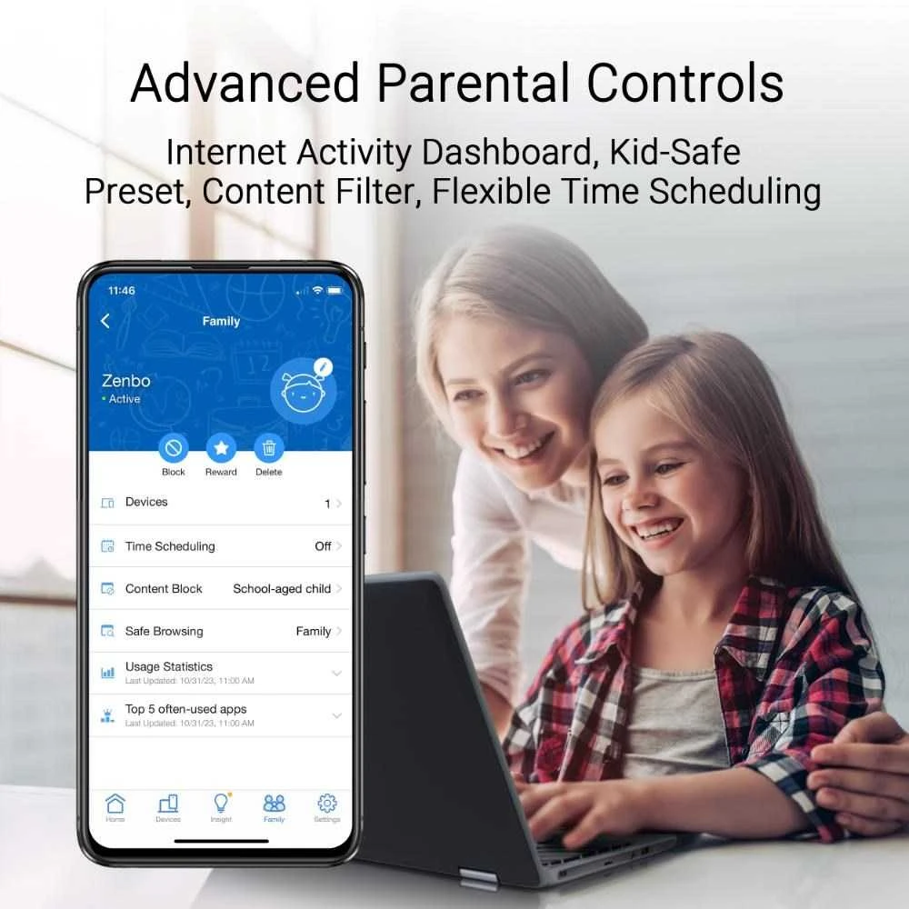 Asus | Trijų dažnių „WiFi 7 Smart AiMesh“ maršrutizatorius | „ZenWiFi BT10“ (2 vnt.) | 802.11be | 18000 Mb/s | Ethernet LAN (RJ-45) jungtys 3 | Tinklo palaikymas: Taip | MU-MiMO: Ne | 4G/5G | Antenos tipas: Vidinė | 1