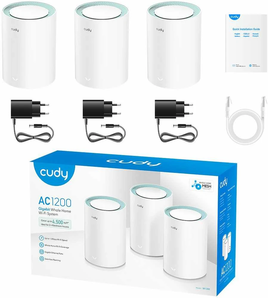 Tinklo įranga - Cudy M1300 Mesh Wi-Fi sistema dviejų juostų 802.11ac balta
